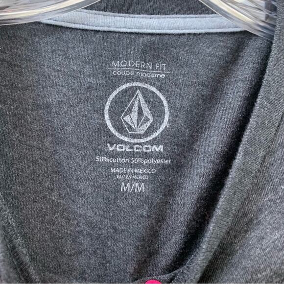 Volcom Modern Fit Logo Gray/Yellow Short Sleeve T-Shirt - Picture 2 of 4